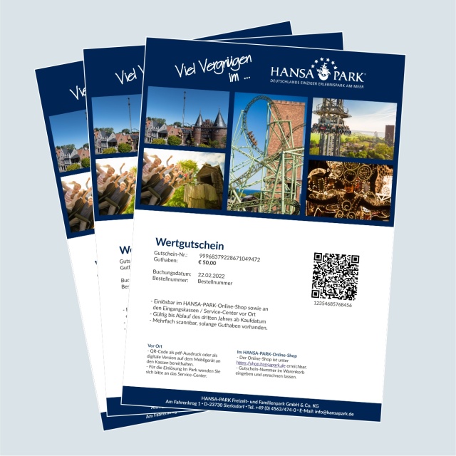 Presentation of 3 value vouchers fanned out