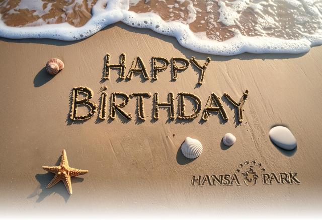 Happy-Birthday-Schriftzug in Strandsand geschrieben